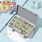 【日本Imakara】7天便攜式多功能磨藥切藥器/儲藥盒- 灰