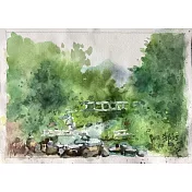 【玲廊滿藝】鄭素雲-往杉林花田路邊的溪流景色，16K水彩速寫19x27cm