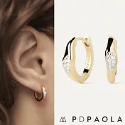 PD PAOLA 西班牙時尚潮牌 明亮切割圓鑽 波浪小圓金色耳環 ONDA