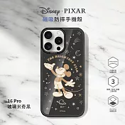 【正版授權】Disney迪士尼 iPhone 16 Pro 6.3吋 MagSafe貼片磁吸防摔手機殼 玻璃米奇黑