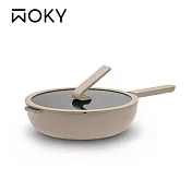 【WOKY 沃廚】Ticera系列-哈哈鍋2.0 不沾深煎鍋 28CM(含玻璃鍋蓋) 輕霧茶