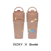 【WOKY X 三麗鷗】蛋黃哥聯名–[●●]渾圓杯 雙層陶瓷750ml _Lazy Camping 咖啡色