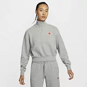 NIKE AS W NSW PHNX FLC QZ CROP GCEL 女圓領套頭衫-HV8731063 M 灰色