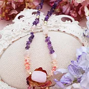 【PinkyPinky Boutique 】珊瑚紫水晶 鎖骨短項鍊 (紫色）