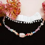 【PinkyPinky Boutique 】珊瑚粉水晶 鎖骨短項鍊 (粉紅色)