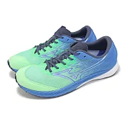 Mizuno 競速跑鞋 Wave Duel 4 男鞋 藍 綠 輕量 回彈 運動鞋 美津濃 U1GD2550-01