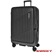 【SWICKY】26吋輕旅流線系列前開式旅行箱/行李箱(炭影灰) 26吋 炭影灰