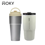 【WOKY 沃廚】純鈦Ti渾圓杯770ml 隨行抗熱款+真瓷冰壩杯800ML 770瀾沙+800白