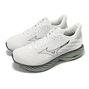Mizuno 慢跑鞋 Wave Rider 28 男鞋 超寬楦 白 灰綠 支撐 波浪片 運動鞋 美津濃 J1GC2404-60