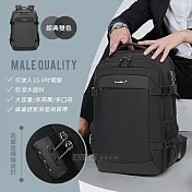男士魅力 15.6吋 立體商務電腦後背包 防盜密碼鎖 大空量多隔層 出行必備首選 灰色