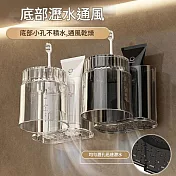 PinUpin 免打孔牙刷(杯)置物杯架2入組 透明黑X2