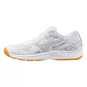 Mizuno Sky Blaster [71GA253310] 男女 羽球鞋 寬楦 室內運動 支撐 抗扭 瞬移 白 銀 25.5cm 白/銀