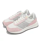 New Balance NB 休閒鞋 370 中童 寬楦 粉 灰 麂皮 網布 拼接 小朋友 運動鞋 NB PH370AK-W 17.5cm WHITE/PINK