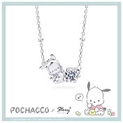 【客製品】STORY 故事銀飾 - Pochacco莫桑鑽系列-帕恰狗莫桑石單鑽純銀項鍊 加長2.5cm