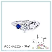 【客製品】STORY 故事銀飾 - Pochacco莫桑鑽系列-帕恰狗莫桑石單鑽純銀戒指 圍#9
