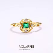 【SOLARFRi】可調戒圍｜專櫃歐式宮廷巴洛克銀鍍14K金奧地利CZ鋯石鑽飾綠寶石戒指可調大小(情人女友母親老婆禮物禮盒包裝)