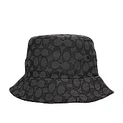 COACH 滿版CC Logo 緹花布漁夫帽 XS-S(炭灰色)