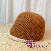 【Decoy】簡約韓版 羊毛線條刷毛鴨舌小圓盆帽/奶茶色