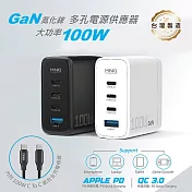 MINIQ 台灣製造 氮化鎵100W 手機平板筆電極速充電器（附贈100W充電線） 黑色