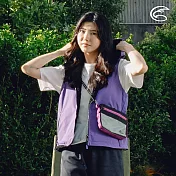 ADISI 女雙面穿撥水防風保暖連帽背心 AV2421099 (S-XL)｜羊絨感 防潑水 保暖背心 防風 M 紫色/黑色