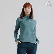 ADISI 女半門襟雲彩紗透氣快乾保暖上衣 AL2421034 (S-2XL)｜磨毛 輕量 排汗 速乾 彈性 M 青瓷綠