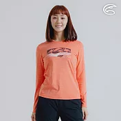 ADISI 女圓領圖騰雲彩紗透氣快乾保暖上衣 AL2421037 (S-2XL)｜磨毛 輕量 排汗 速乾 彈性 S 粉橘