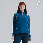 ADISI 女半門襟OceanPure溫控消臭抗靜電保暖衣 AL2421042 (S-2XL)｜刷毛 快乾 抑菌 海洋紗 環保紗 S 板岩藍