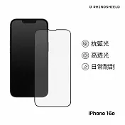 犀牛盾 9H滿版鋼化玻璃抗藍光手機螢幕保護貼(附貼膜輔助工具)-  iPhone 16e(6.1吋)