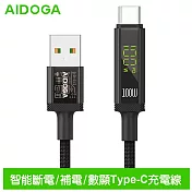 AIDOGA艾迪伽LQ DC4171鎧甲系列三合一 USB-A to Type-C智慧斷電數顯補電充電傳輸線 100W 1.2M 鈦灰