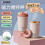 [二入組] KB-350 磁力攪拌杯 馬卡龍四色 316不鏽鋼 350ml 自動攪拌杯 Type-c充電 高轉速電動攪拌杯 粉紅色*2