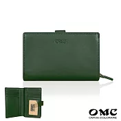 【OMC】義大利植鞣革舌扣零錢袋牛皮中夾95139 綠色