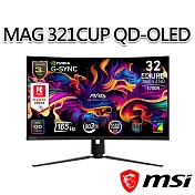 msi微星 MAG 321CUP QD-OLED 31.5吋 曲面電競螢幕 (31.5＂/3840x2160/16:9/165Hz/曲面)