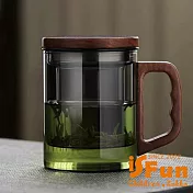 【iSFun】日式風格 男士專用耐高溫玻璃過濾三件式泡茶杯/煙灰色