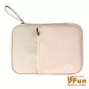 【iSFun】都會鋪棉＊3C皮革可掛化妝收納包/ 米色