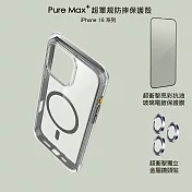 【套裝組】 VOYAGE超軍規防摔保護殼-Pure Max  iPhone 16系列-透黑 16Pro(6.3＂)