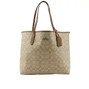 COACH City 塗層帆布托特包 (淺卡其/焦糖色)