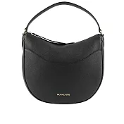 Michael Kors Dover 金字荔枝皮革半月形大款肩背包 (黑色)