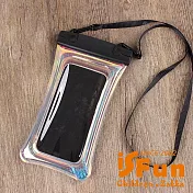 【iSFun】夏日戲水＊果凍鐳射漂浮氣囊透明手機防水保護套/ 黑色+隨機色