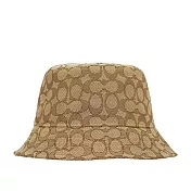 COACH 滿版CC Logo 緹花布漁夫帽 XS-S(卡其色)