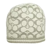 COACH 金屬纖維CC Logo 羊毛毛帽 (白色)