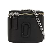 MARC JACOBS Vanity 平滑皮革銀鍊迷你化妝包/斜揹包 (黑色)