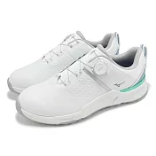 Mizuno 高爾夫球鞋 Hazard Enerzy Boa 4E 男鞋 寬楦 白灰 防水鞋面 旋鈕 美津濃 51GQ2501-05 24.5cm WHITE/GREEN-GREY