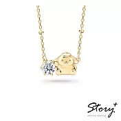【客製品】STORY 故事銀飾 - Pom Pom Purin莫桑鑽系列-布丁狗莫桑石單鑽純銀項鍊-黃K金 正常16吋