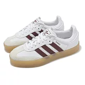 adidas 休閒鞋 Sambae W 女鞋 白 酒紅 膠底 德訓鞋 微厚底 愛迪達 JP5610