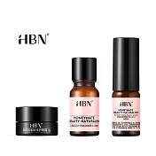 【HBN】早C晚A咖啡因眼霜體驗組 (特證版發光水10ml+雙A乳2.0 10ml+眼霜 3g)