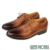 【GREEN PHOENIX】男 紳士鞋 商務鞋 德比鞋 綁帶 全真皮 台灣製 EU40 棕色
