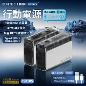 CUKTECH 酷態科 30W PD QC Type-C 雙向快充10000mAh行動電源 移動電源 PB100S 充電寶 多設備同時充 黑色