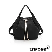 tripose NUDIE微皺尼龍手提斜背包  經典黑