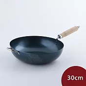 京都活具 木柄平底深鐵鍋 30cm 日本製 平底鍋 炒鍋 (電磁爐 IH爐可用)