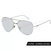 【SUNS】時尚飛行員太陽眼鏡 水銀鏡面細框設計 高品質中性駕駛墨鏡 抗UV400 com1 白水銀